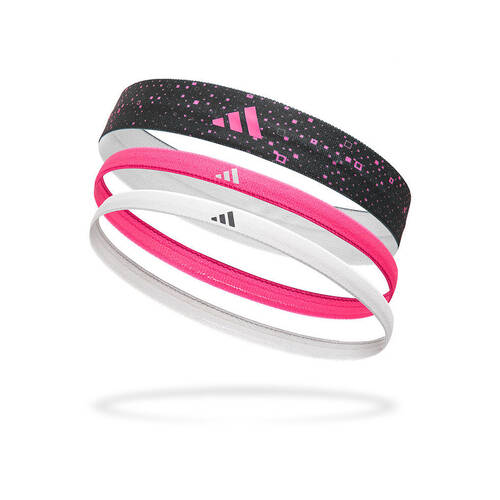 3PK Adidas Graphic Sports Hair Bands Workout Accessory Lucid Pink/White/Black