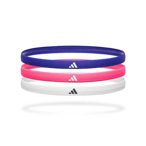 3PK Adidas Sport Hair Bands Elastic/Lycra Non-Slip Lucid Blue/Lucid Pink/White