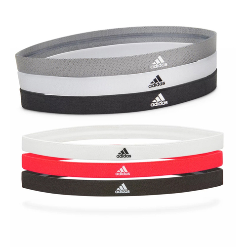 6pc Adidas Sports Hair Bands - Black/White/Red/Grey