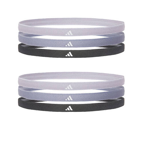 2x 3PK Adidas Sport Hair Band Elastic/Lycra Non-Slip Silver Dawn/Violet/Legend Ink