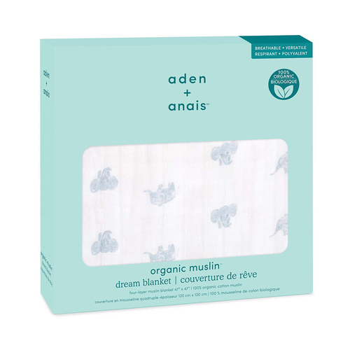Aden Anais Animal Kingdom 120x120cm Organic Dream Blanket - White