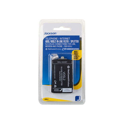 Jackson ADSL Filter RJ12/RJ45 Phone/Modem Splitter - Black