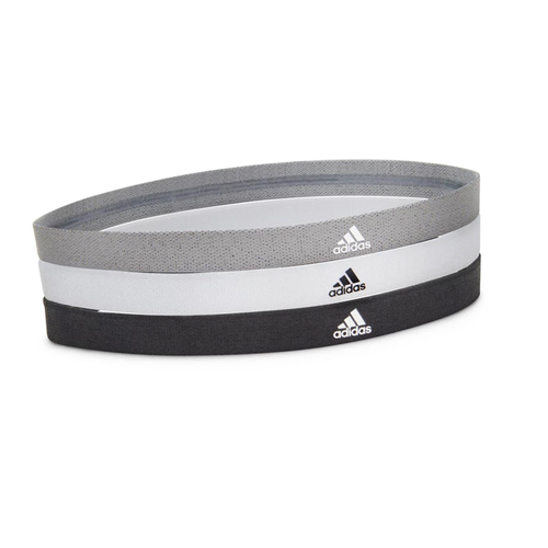 3pc Adidas Sports Hair Bands - Black/White/Grey