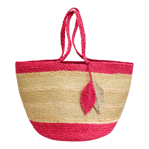 LVD Vita Jute 50cm Shopper Bag Ladies/Women's Handbag w/ Handle - Pink/Beige