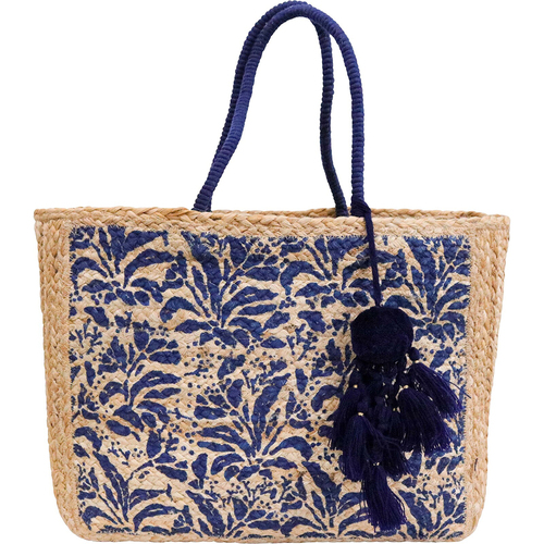 LVD Jute Carry All Navy Portable On The Go Decorative Carry Bag