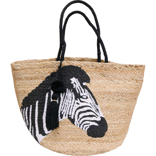 LVD Jute Bag Zebra Print Womens Shoulder Handbag Carrier 50x30cm