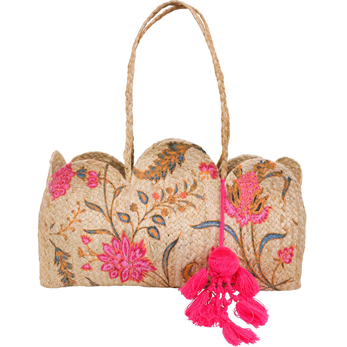 LVD Jute Bag Scallop Print Womens Shoulder Handbag Carrier 40x30cm