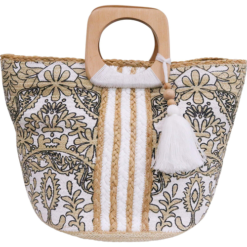 LVD Jute Bag Parisian Print Womens Shoulder Handbag Carrier 50x30cm