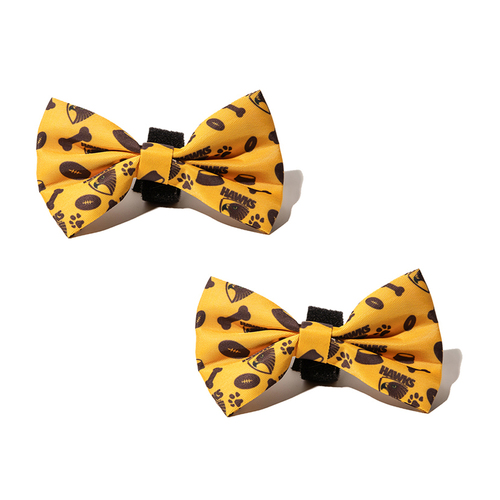 2PK AFL Hawthorn Hawks Pet Dog Neck Bowtie Accessory One Size