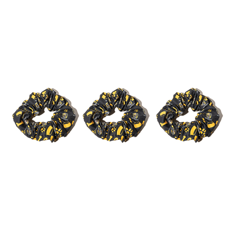 3PK AFL Richmond Tigers Hair Scrunchie/Tie Accessory 10cm