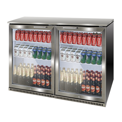 Airflo 210L Commercial Undercounter Back Bar Bottle Chiller Fridge 2 Door