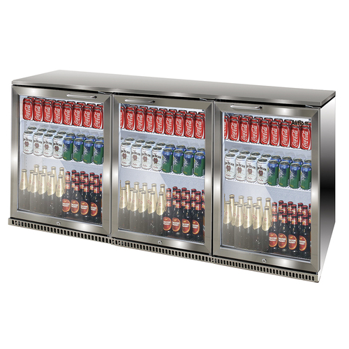 Airflo 330L Commercial Undercounter Back Bar Bottle Chiller Fridge 3 Door