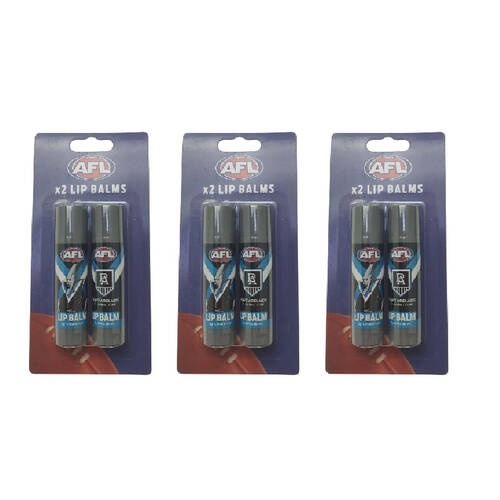 3x 2pc AFL Classic Soft Smooth & Moisturising Lip Balm Port Adelaide 0.17oz