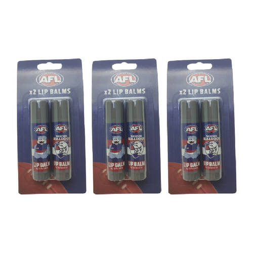 3x 2pc AFL Classic Soft Smooth & Moisturising Lip Balm Western Bulldogs 0.17oz