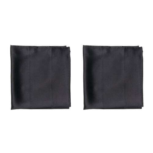 2PK Abelard Satin Silk Pocket Square Handkerchief - Black