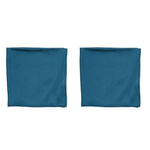 2PK Abelard Satin Silk Pocket Square Handkerchief - Teal