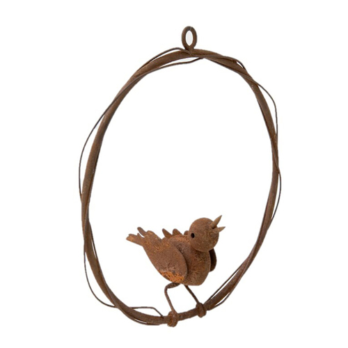 Garden 18cm Hanging Bird Ring Outdoor Decor - Rust