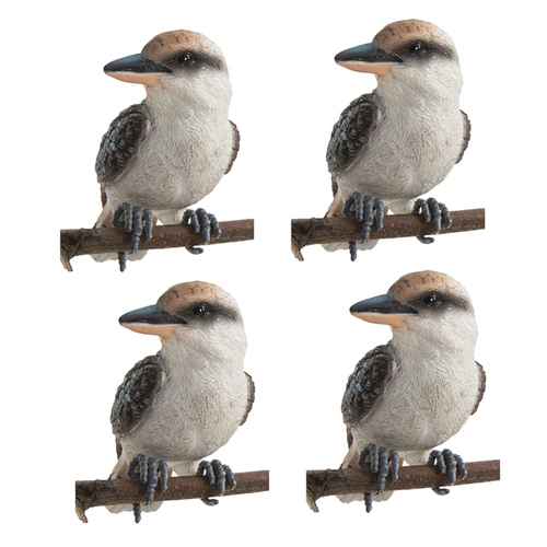 4x Garden Polyresin 12cm Kookaburra Pot Sitter Outdoor Decor