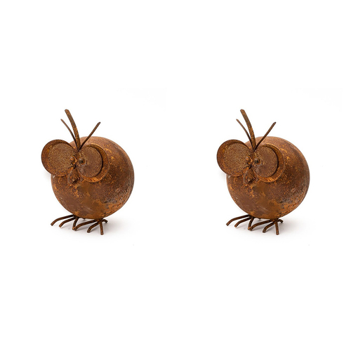 2x Garden 18x12.5cm Round Metal Bird Medium Outdoor Decor