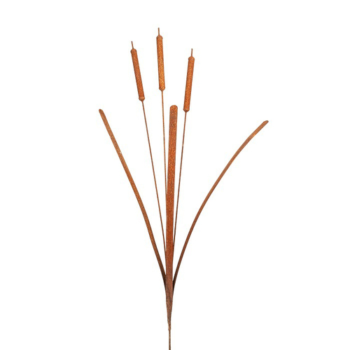 Garden 150cm Bulrush Rust Metal Outdoor Ornament Decor