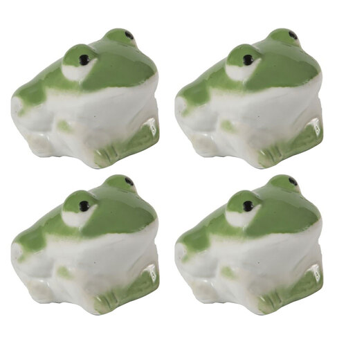 4x Garden 7cm Porcelain Floating Frog Outdoor Decor - Green/White