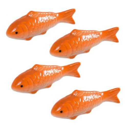 4x Garden 10.9cm Small Porcelain Gold Fish Outdoor Decor