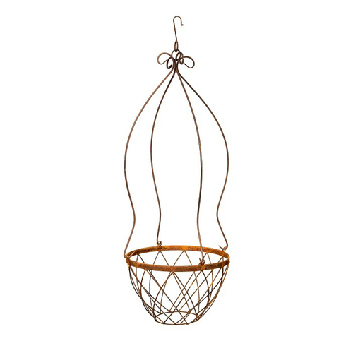 Hanging Basket 80cm Metal Planter Garden Decor - Brown
