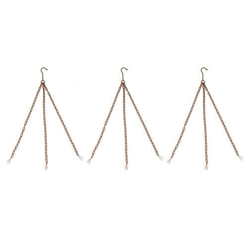 3x Garden 3-Strand 60cm Hanging Chain w/ Hook Decor - Rust