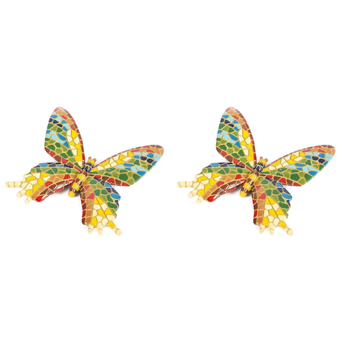 2x Garden Polyresin 15cm Butterfly Mosaic Decor - Small