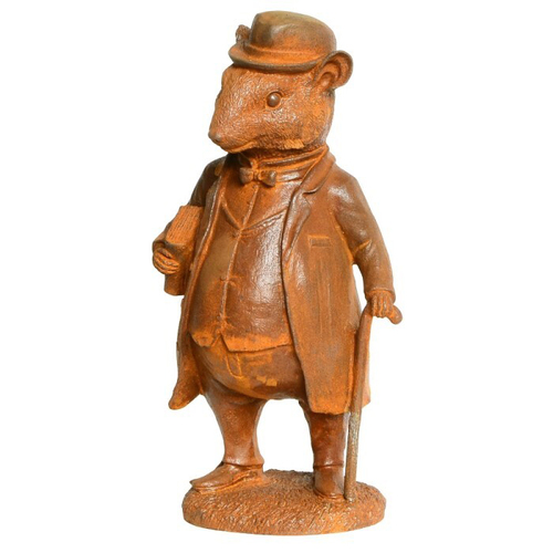 Willow Rat 28.5cm Cast Iron Ornament Sculpture Garden Decor Small