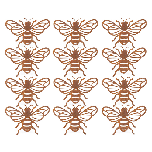 12x Pot Hanger 18.5cm Bee Corten Steel Garden Decor Large - Brown