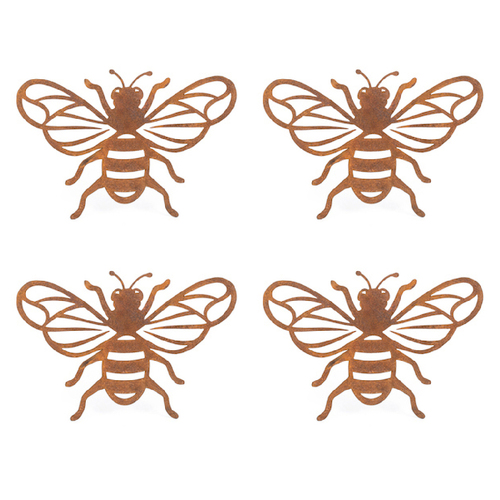 3x Pot Hanger 18.5cm Bee Corten Steel Garden Decor Large - Brown