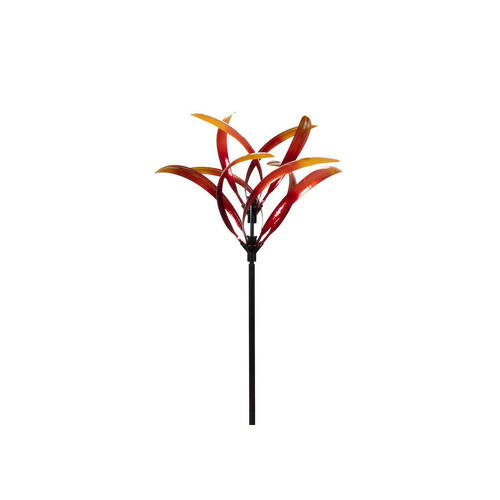 Powder Coated Metal Wind Spinner Grevillea Flame Home Decor 68x208cm - Red