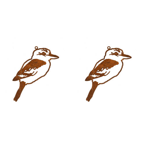 2PK A.FRESCO Metal Kookaburra Silhouette Hanging Decor 20x27cm - Rust