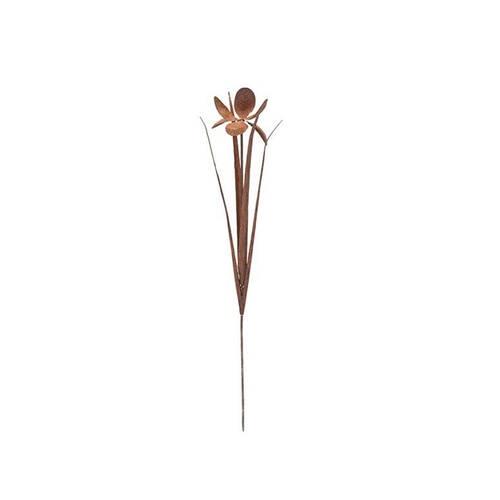 A.FRESCO Metal Stake Iris Garden Ornament Decor 14x120cm - Rust
