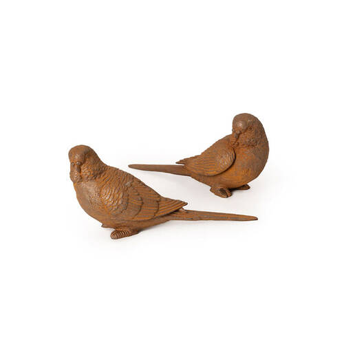 A.FRESCO Cast Iron Budgie Sculpture Set Rust 23x11cm - Assorted