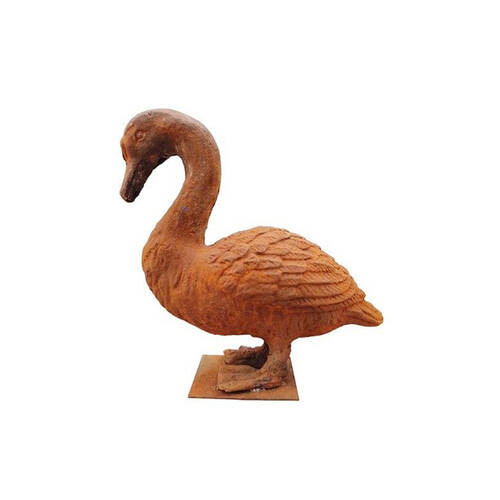 A.FRESCO Cast Iron Goose Head Down Garden Statue 32x30cm - Rust