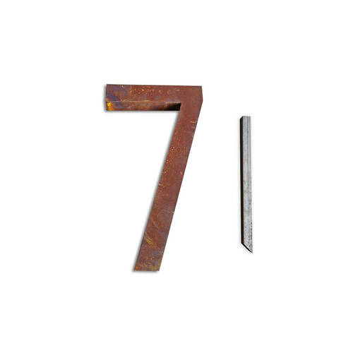 A.FRESCO Steel House Number SEVEN Sign/Plaque 22.2x40cm - Rust