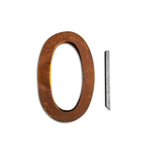 A.FRESCO Steel House Number ZERO Sign/Plaque 23.8x40cm - Rust