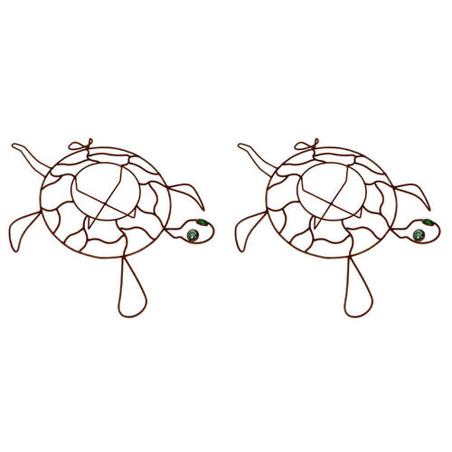 2PK Wire Turtle Planter w/ Green Eyes Home Decor 78x57cm - Rust