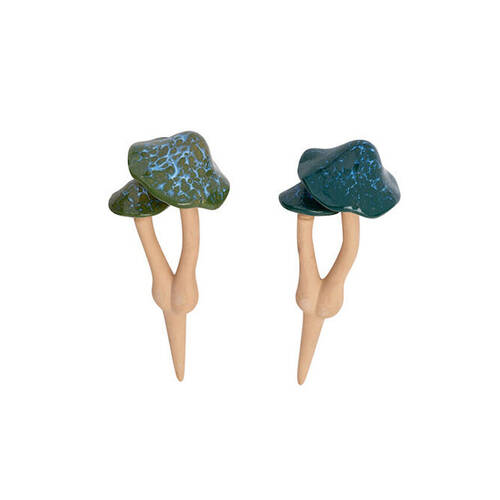 2PK A.FRESCO Ceramic Double Mushroom Green 12x29cm - Assorted