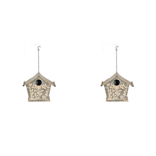 2PK Metal Flower Hanging Bird House/Shelter Garden Decor 23x18.5cm