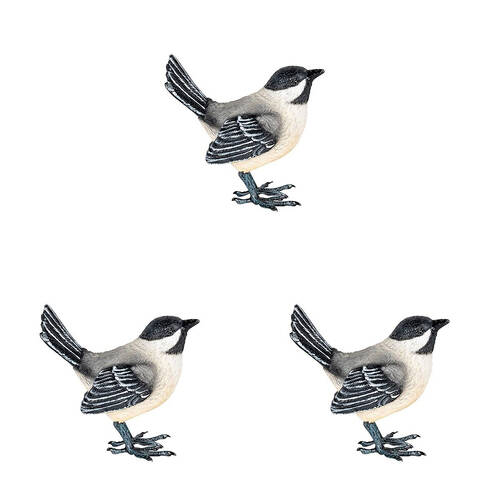 3PK Willy Wagtail Resin Home Decoration 12x10cm Black & White