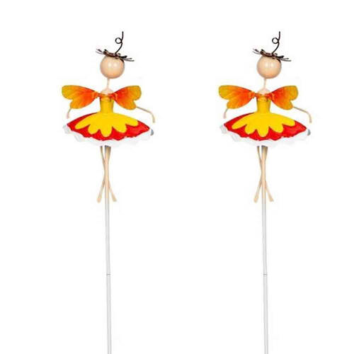 2PK A.FRESCO Metal Fairy Garden Stake 20x49cm Multicoloured Assorted