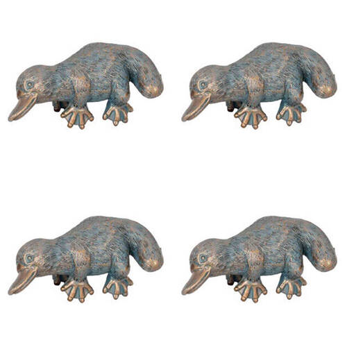 4PK Polyresin Platypus Planter Pot Sitter Ornament Aged Brass Assorted
