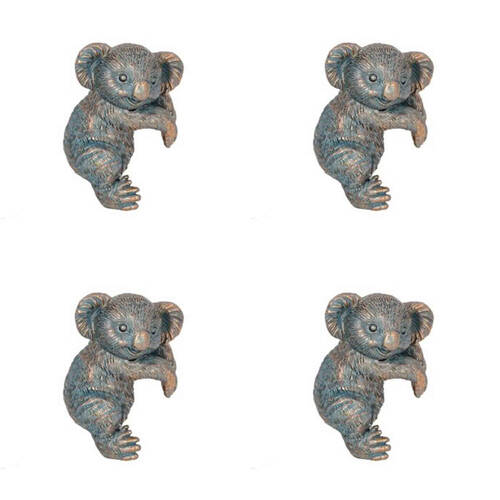 4PK Polyresin Koala Planter Pot Sitter Ornament Aged Brass Assorted