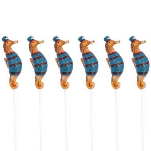 6PK Seahorse On Stick Outdoor Decoration 24cm Multicoloured Assorted