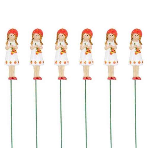 6PK Strawberry Girls On Sticks Outdoor Decor 26cm Red/White Assorted