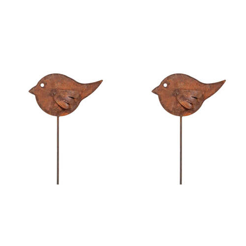 2PK Bird Stake Outdoor Garden Decoration 80cm Rust Assorted