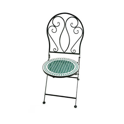  Coated Steel Mosaic Chair Outdoor Furniture 93x50cm Green & White